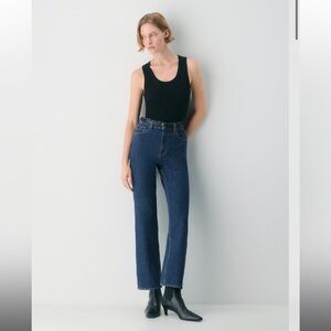 Denim Forum Women's Straight Leg Jeans in Dark Blue